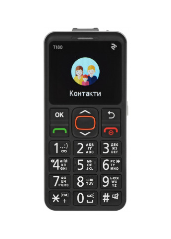 Мобільний телефон (708744071125) 2E 2E T180 SingleSim Black чорний