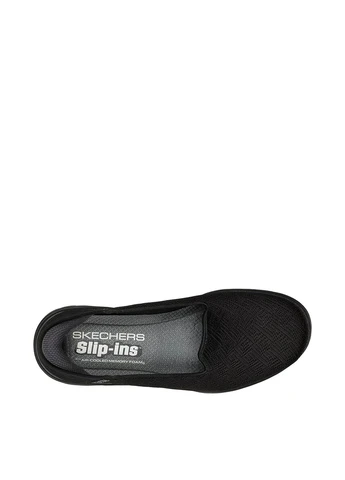 Черные слипоны Skechers с логотипом однотонные