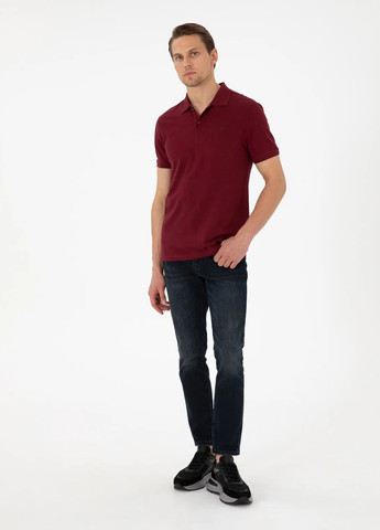 Бордовая футболка-поло для мужчин Pierre Cardin однотонная