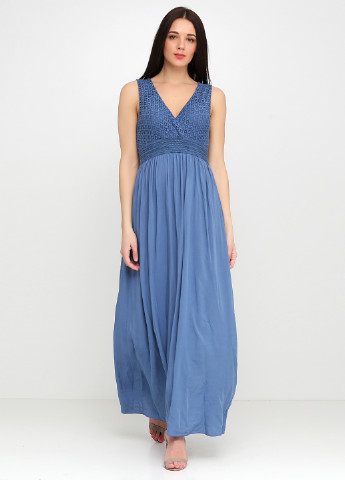 Серо-синее кэжуал платье New Collection однотонное