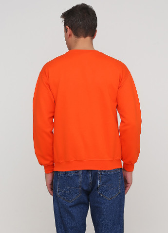 Свитшот Gildan - Прямой крой однотонный оранжевый кэжуал трикотаж, хлопок, футер - (236448095)