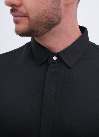 Черная классическая, кэжуал рубашка однотонная Trend Collection