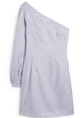 Сиреневое праздничный, коктейльное платье на одно плечо C&A однотонное