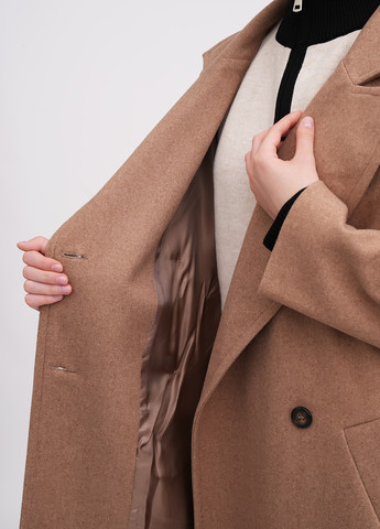 Бежевое демисезонное Пальто двубортное EQUILIBRI