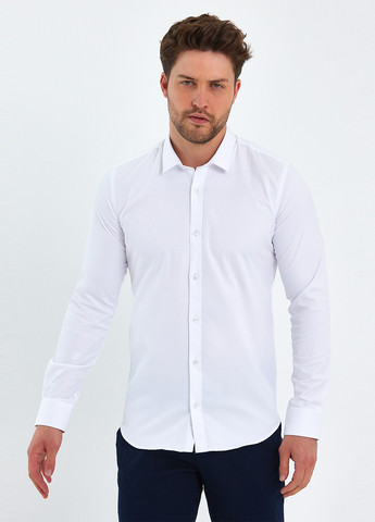 Белая кэжуал рубашка однотонная Trend Collection