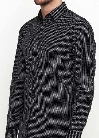 Черная кэжуал рубашка в клетку H&M с длинным рукавом