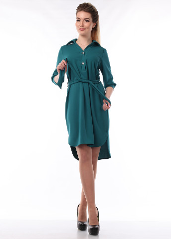 Бутылочное зеленое кэжуал платье Alpama