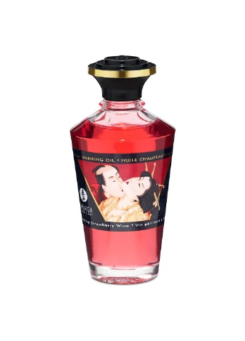 Разогревающее масло Aphrodisiac Warming Oil - Sparkling Strawberry Wine (100 мл) без сахара Shunga (255169367)