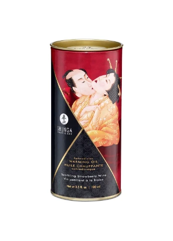 Разогревающее масло Aphrodisiac Warming Oil - Sparkling Strawberry Wine (100 мл) без сахара Shunga (255169367)