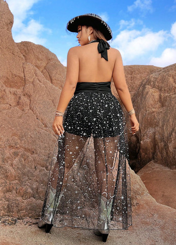 Комбінезон SHEIN однотонний чорний кежуал поліестер