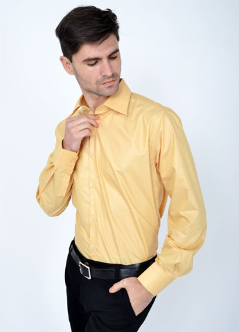 Песочная кэжуал рубашка однотонная Ager с длинным рукавом