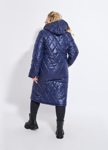 Синє Женское зимнее пальто синее ромб размер 50/52 332782 New Trend