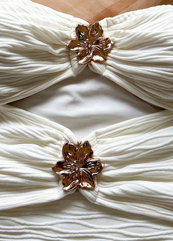 Білий святковий, вечірня, кежуал сукня бандо SHEIN однотонна