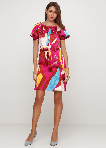 Фуксиновое (цвета Фуксия) кэжуал платье Diane von Furstenberg с абстрактным узором