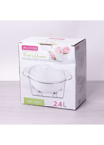 Марміт керамічний 2.4л зі скляною кришкою та металевою підставкою 6401 Kamille (253786493)