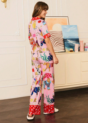 Рожева всесезон піжама (сорочка, штани) сорочка + брюки SHEIN