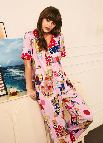 Рожева всесезон піжама (сорочка, штани) сорочка + брюки SHEIN