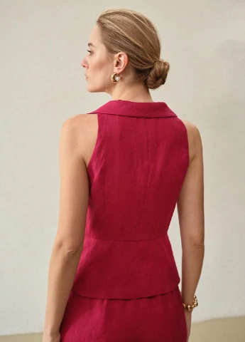 Бордова блуза з баскою SHEIN