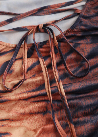 Помаранчева вечірня, коктейльна, кежуал сукня з відкритою спиною SHEIN тигровый