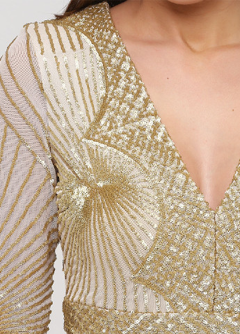 Золотой коктейльное платье футляр Stephanie Pratt с абстрактным узором