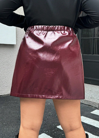 Бордовая кэжуал однотонная юбка SHEIN а-силуэта (трапеция)