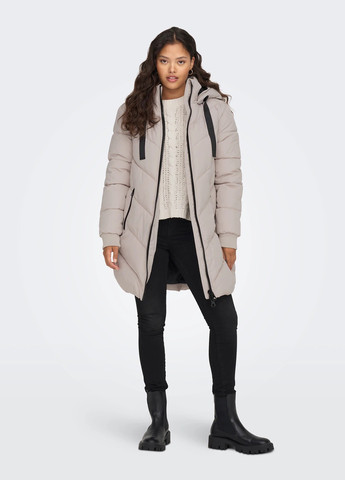 Світло-бежева демісезонна куртка куртка-пальто Only