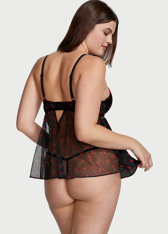 Чорний демісезонний комплект (пеньюар, трусики) Victoria's Secret