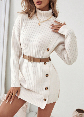 Молочное кэжуал платье платье-свитер SHEIN однотонное