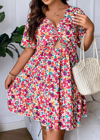 Комбінована кежуал сукня а-силует SHEIN з квітковим принтом