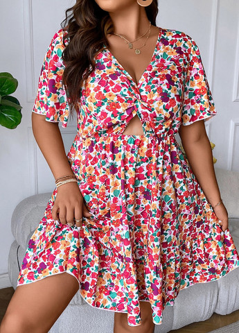 Комбінована кежуал сукня а-силует SHEIN з квітковим принтом