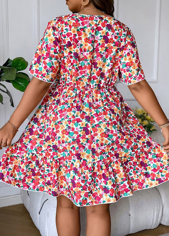 Комбінована кежуал сукня а-силует SHEIN з квітковим принтом