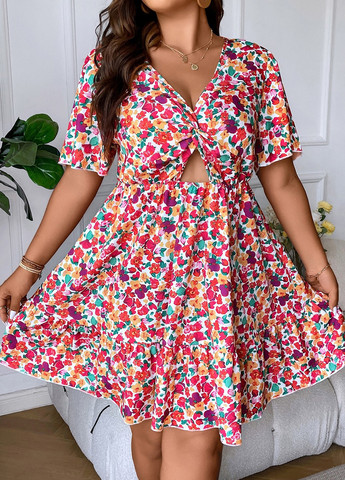 Комбінована кежуал сукня а-силует SHEIN з квітковим принтом