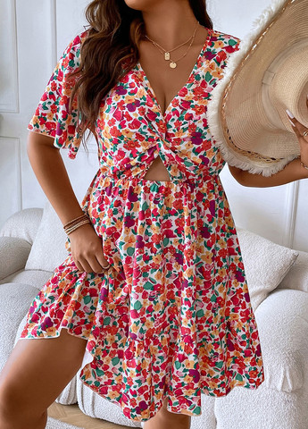 Комбінована кежуал сукня а-силует SHEIN з квітковим принтом