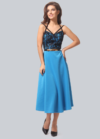 Голубое коктейльное платье клеш Agata Webers однотонное