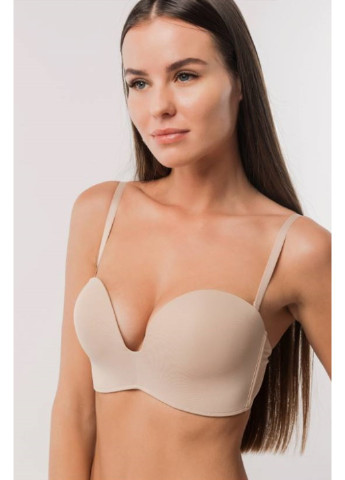 Белый балконет с глубокой открытой линией декольте без косточек белый l1523a Luna