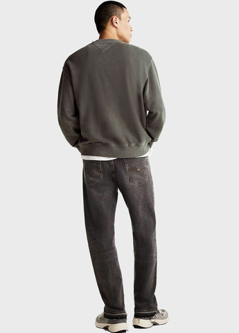 Серый свитшот Tommy Jeans однотонный вышивка, аппликация (347073273)