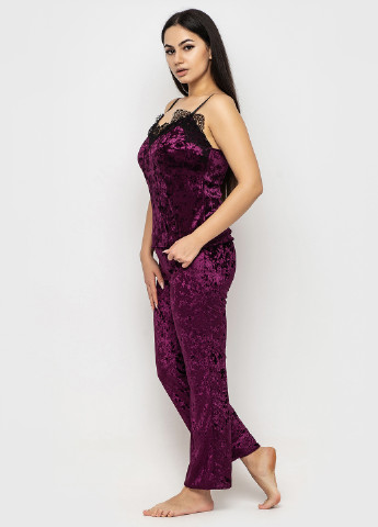 Фиолетовый демисезонный комплект (майка, брюки, халат) Ghazel