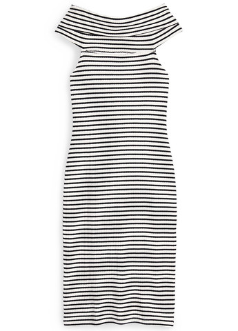 Чорно-білий кежуал сукня з відкритими плечима C&A в смужку
