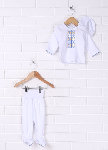 Білий демісезонний комплект (кофта, повзунки, шапка) Baby Art