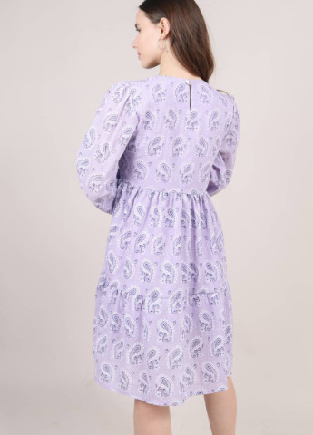 Лиловое кэжуал свободное платье с узорами "осака" romashka, лиловый, xs|s 9259 Ромашка с абстрактным узором