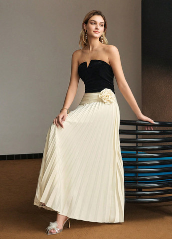 Комбінована вечірня сукня з відкритими плечима SHEIN колор блок