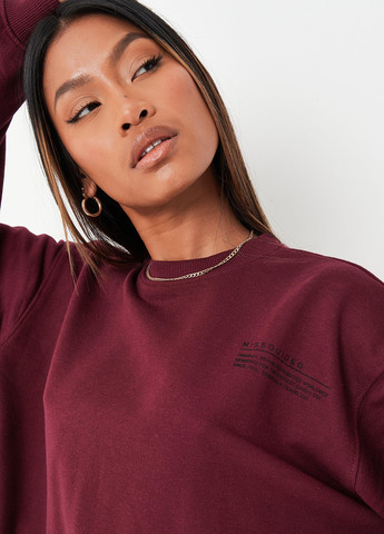 Бордовий світшот Missguided напис без декору (261407556)
