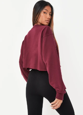 Бордовий світшот Missguided напис без декору (261407556)