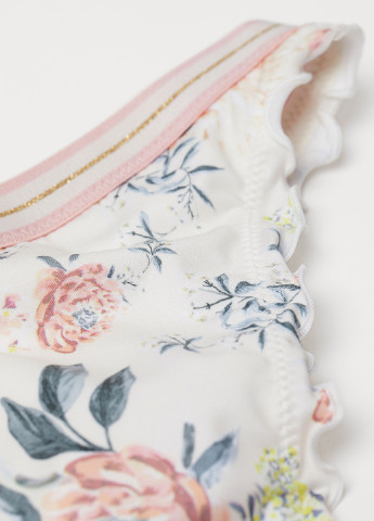 Молочные купальные трусики-плавки с цветочным принтом H&M