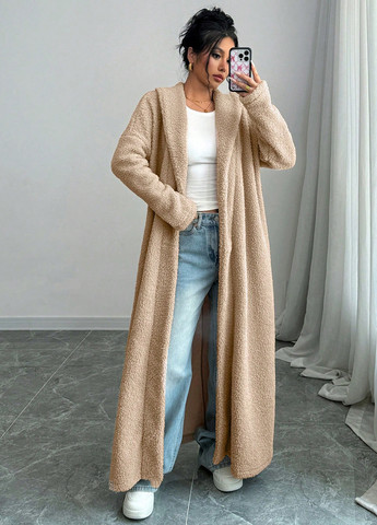 Бежевое демисезонное Пальто оверсайз SHEIN