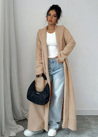 Бежевое демисезонное Пальто оверсайз SHEIN