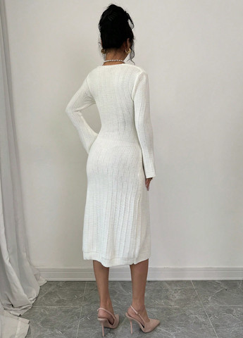 Кремовое кэжуал платье SHEIN однотонное