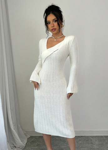 Кремовое кэжуал платье SHEIN однотонное