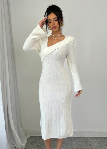 Кремовое кэжуал платье SHEIN однотонное