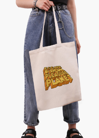 Еко сумка шоппер біла Втеча з планети задоволень (9227-2856-WT-1) Еко сумка шоппер біла 41*35 см MobiPrint (221682928)